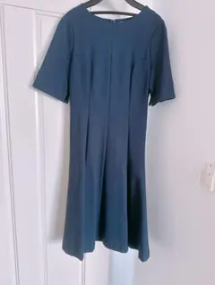 セルフォード　ネイビー半袖 Aライン ワンピース