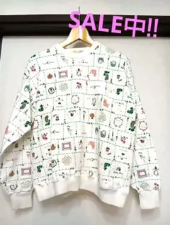 LE PLAT DE CHEF パターンプリント トレーナー M