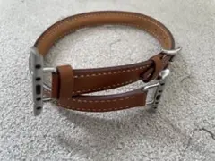 Apple Watch用ブラウンレザーバンド　ダブルループ44mm，45mm用