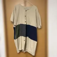 メンズ　半袖ロングシャツ　Lサイズ