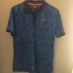 Nike 青い葉模様 ポロシャツ