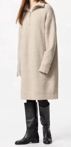 2色セット　UNIQLO　スフレヤーンワンピース ベージュ、グレイ