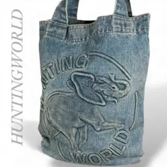 ハンティングワールド デニムトートバッグ エレファント エンボスロゴ