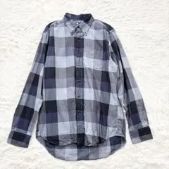 ike USA チェックシャツ XL ネイビー系 長袖 綿100% アメリカ製