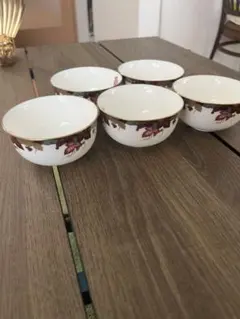 HOYA 湯呑　5客セット　嵯峨野　金彩　グレープ模様　ぶどう　茶器