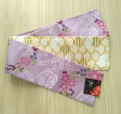 半幅帯　小袋帯　リバーシブル　日本製　長尺　バラ