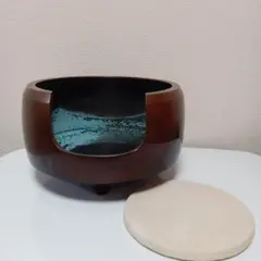 茶道具、唐銅面取風炉、秋元宗幹作、尺○、前瓦、底瓦、敷板、電熱器付き、ちか16番 茶道具、唐銅面取風炉、秋元宗幹作、尺○、前瓦、底瓦、