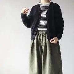 SOLAMONAT ライトウエハースニットカーディガン コットン 黒