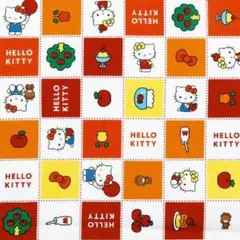 Hello Kitty オックス生地 ブロック柄 はぎれ レッド 50×50