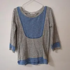 Fith 長袖シャツ 120サイズ グレー・青ストライプ