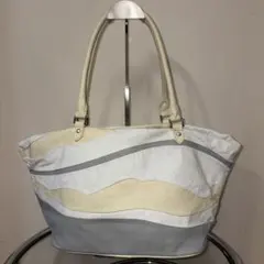 【美品】PLUMS 本革トートバッグ・ショルダーバッグ　波風切り替えデザイン