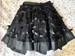 RED VALENTINO リボンレースフレアスカート ブラック