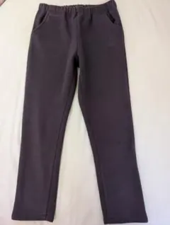 ハッカキッズ　リボン刺繍付き裏起毛ダークグレーパンツ130