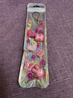 ピンクのハート・蝶・ウサギストラップ