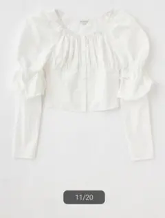 MOUSSY ボリュームスリーブ ブラウス ホワイト