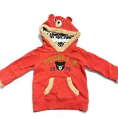 80サイズ DOUBLE.B クマフード トレーナー 赤 1972 B品