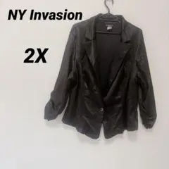 NY Invasion ブラック テーラードジャケット 2X