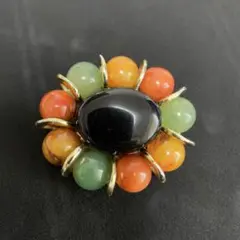 【12】天然石風のブローチ　樹脂製　ハンドメイド　レトロ　ヴィンテージ