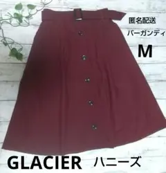 GLACIER ハニーズ バーガンディ フレアスカート ベルト 前ボタン M
