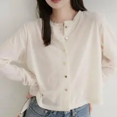 本日販売終了クルーネックシアーベロアカーデ