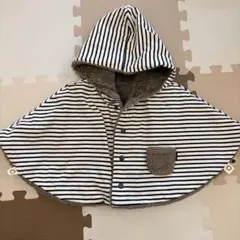 SHIPS KIDS：ボーダー✕ボア リバーシブル マント