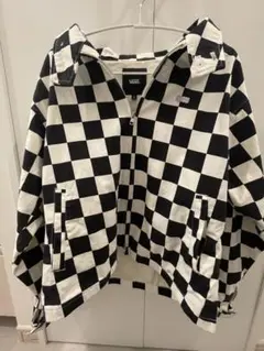 バンズ チェッカーフラッグジャケット チェック 白 黒 アウター VANS S