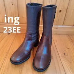 ☆美品ingイング☆ サイドジップブーツ ミドル ダークブラウン 23cm EE