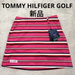 新品タグ付！トミーヒルフィガーゴルフ 裏起毛防風スカート ボーダー ピンク Ｌ