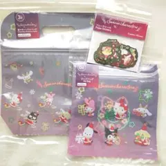 【クリスマス プチギフト用】ダイソー サンリオ ラッピングセット フレークシール