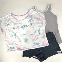 【新品】 水着 ジュニア 160cm 3点セット 女の子 パープル