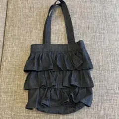 値下げ　デニムフリルトートバッグ　ハンドメイド品　美品