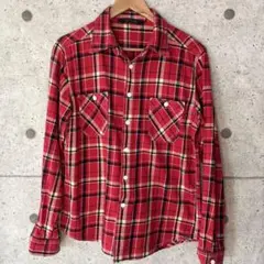 赤と黒のチェック柄ネルシャツ　Lサイズ