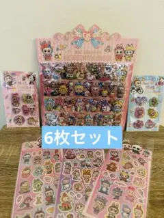 大判！ラブブ　２枚組　3Dシール、ウォーターシール　キラキラシール　6枚セット