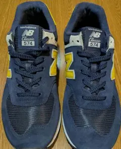 【美品送料無料】New Balance 574 ネイビー/イエロー 28.5cm