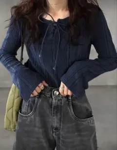 FRIFUL ネイビー 長袖ニット L