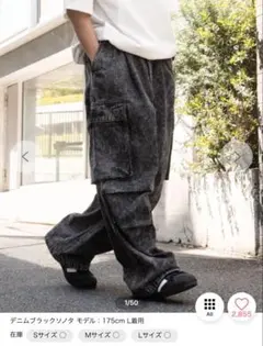 ♥WEGO デニムイージーカーゴパンツ ブラックソノタ S♥のサムネイル