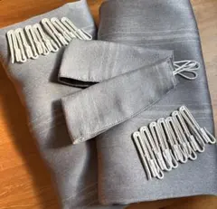 グレー ストライプ ドレープカーテン クリップ付き