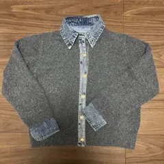 ウール・デニム襟付き長袖セーター