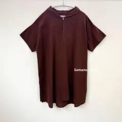 【美品】サマンサモスモス　柄アソートスキッパーチュニック　ブラウン