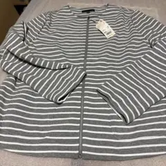 ノーカラージャケット　ボーダー　3X L