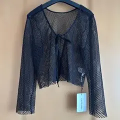 JUNOAH メッシュカーディガン　ブラック