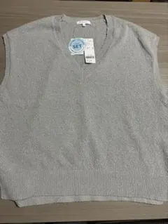 GLOBAL WORK グレーVネックニットベスト【新品】