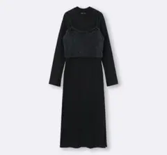ジーユー ２ピースビスチェセットワンピース ブラック XS