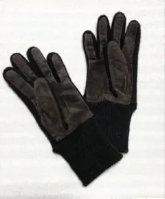 ダークブラウン スエード ニット 手袋 紫外線消毒済み