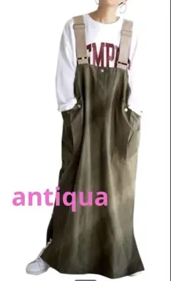 antiquaワークサロペットスカート　カーキ　フリーサイズ