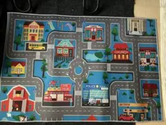 洗える キッズラグ ミニカー ラグマット ロードマップ 2 プレイマット