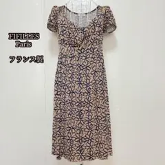 ⚫︎FIFILLES Paris フランス製♡総柄ワンピース　ストレッチ