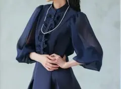 RUIRUE BOUTIQUE フリルブラウス　M 紺