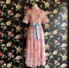 Wild lily ピンク　フラワー柄シャツワンピース