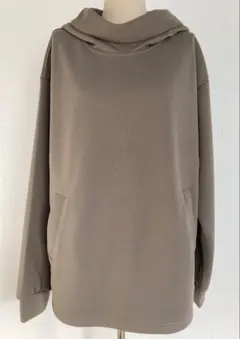 オーバーサイズ フード付き スウェットパーカー カーキ